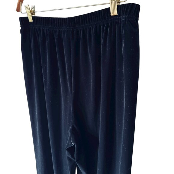 Vtg Joan Leslie Petite Pant Velour Pull On Comfort Black Straight Leg High Rise - Picture 6 of 11